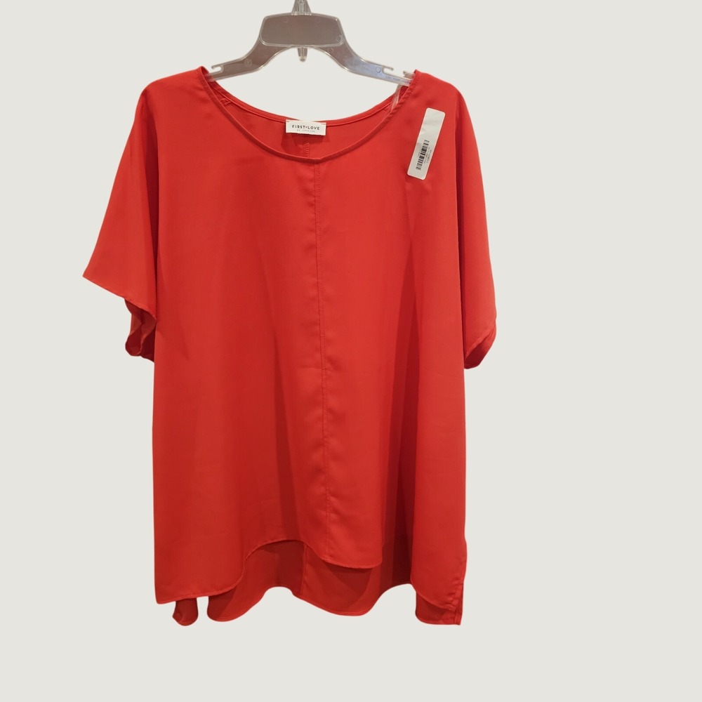 First Love By Lovelyn Women's 2X Orange Boxy Flowy Blouse Oversized Top Boutique